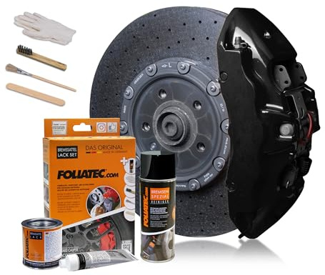 Foliatec Bremssattel Lack Set, Hitzebeständig, Komplettsatz für 4 Bremssättel, midnight black, 7-teiliges Set