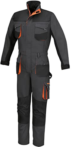 Beta 7865E L Multi-Pocket Arbeitsoverall, Schutzanzug (robuste Schutzkleidung mit Brusttaschen und großen Gesäßtaschen, Oford-Verstärkung, hochwertige Arbeitskleidung), Schwarz/Orange