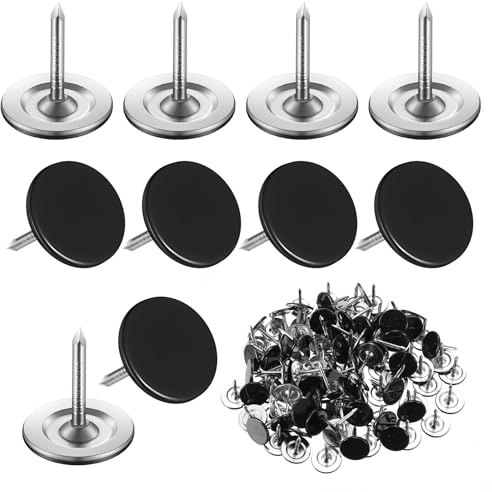 100 Stk Polsternägel, Reißzwecken Schwarz, Reisszwecken, Flach Reißnägel, flacher Kopf Heftzwecken, 11 x 13 mm dekorative Pinnwandnadeln für Tafel Weltkarte Korktafel Wand Sofa Kopfteile Möbelnägel