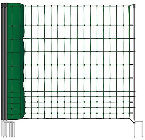VOSS.farming 50m Geflügelnetz, Classic, 112 cm Netzhöhe, Hundenetz, Katzennetz, Gartensicherung, Weidezaun Ohne Strom