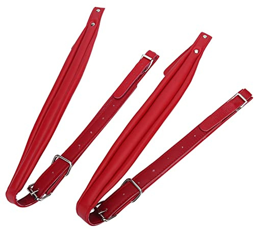 WPKD BLUEIY 83–110 cm Verstellbare Akkordeongurte,Akkordeon Gurte,PU Akkordeon Schultergurte Gurte,Universelles Akkordeon Zubehör,für 16–120 Bass Akkordeon Musikinstrumenten(Rot)