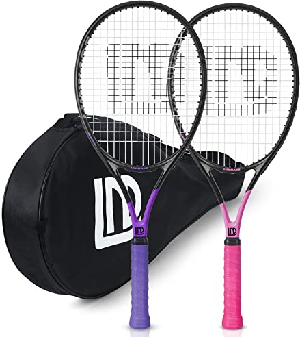 LUNNADE 27 Zoll Tennisschläger für Erwachsene, 2 Tennisschläger mit Hülle,Geeignet für Damen Herren Anfänger und Fortgeschrittene