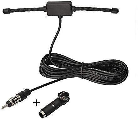 Eightwood Autoradio Antenne FM Car Radio Antenne Radio Patch Windschutzscheiben Paste Antenne FM 300cm Kabel + DIN Buchse 41585 auf ISO Adapter für Autos Radios LKWs Universal MEHRWEG