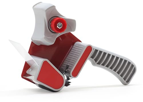 WAYTEX 930913 Paketbandabroller bis 50 mm Breite, professioneller Klebeabroller mit ergonomischem Griff, Grau/Rot