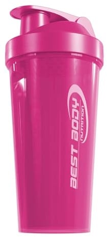 Best Body Nutrition Eiweiß Shaker pink – 600 ml Protein Shaker mit Sieb und Mess-Skala – auslaufsicher – spülmaschinengeeignet – BPA-frei – für klumpenfreie Proteinshakes