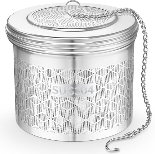 Yomanta Gewürzsieb Extragroßer, Gewürzfilter mit erlängerter Kette & S-Haken, 304 Edelstahl Gewürze Sieb, Feines Netz Teesieb für losen Tee, Teefilter für Tee, Gewürzen Würzmitteln Kräutern