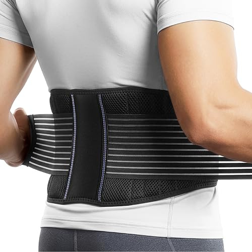 BraceUP Rückengurt, Rückenstützgürtel - Atmungsaktive Rückenbandage Herren und Damen, Rückenstütze, Lendenwirbelstütze gürtel für unteren Rücken bei Ischias (L/XL 90-110 cm)