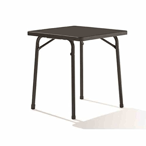 Sieger 211/G Garten-Klapptisch mit mecalit-Pro-Platte 70 x 70 cm, Stahlrohrgestell eisengrau, Tischplatte Schieferdekor anthrazit