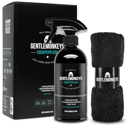 GENTLEMONKEYS Profi Cockpitpflege Auto (500ml) inkl. Mikrofasertuch • Innenraumreiniger für Reinigung & Pflege aller Kunststoffe & Glattleder • Farbauffrischung & Schutz • Auto Reinigungsset