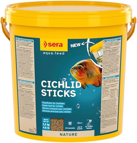 sera Cichlid Sticks 10 l (2,2 kg) | schwimmendes Hauptfutter für große Cichliden & Großfische | mit Fisch- und Insektenmehl für Vitalität & gesundes Wachstum | Cichlidenfutter