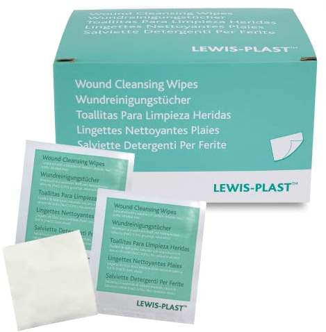 LEWIS-PLAST Premium mit alkoholfreier Kochsalzlösung : Antiseptische und antibakterielle Reinigungstücher : 100 % antiseptisch und antibakteriell.