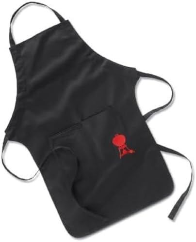 Weber Grillschürze - Lang, mit rotem Weber Kettle Logo, Größe am Hals verstellbar, schützt Kleidung vor Flecken, aus reiner Baumwolle, waschmaschinenfest - Schwarz (6474)