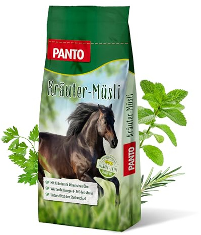 PANTO Pferdefutter Kräutermüsli mit Wisan-Lein 20 kg – verdauungsförderndes Pferdemüsli mit Omega-3 & 6 Fettsäuren, funktionales Pferdefutter für erhöhten Energiebedarf