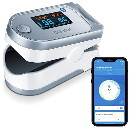 Beurer PO 60 Pulsoximeter mit Bluetooth, Ermittlung der arteriellen Sauerstoffsättigung im Blut