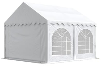 Festzelt Partyzelt 3x5 m Premium, hochwertige PVC Plane 750 N in weiß 100% wasserdicht mit Bodenrahmen
