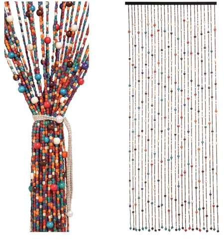 YCBTREE Perlenvorhang Türvorhang, Balkontür Fliegengitter, Türvorhang Perlen, Bohemian-Stil Bambusvorhang, Geeignet für Fenster, Türen, Wohnwagen als Dekoration & Insektenschutz, 90 x 190 cm
