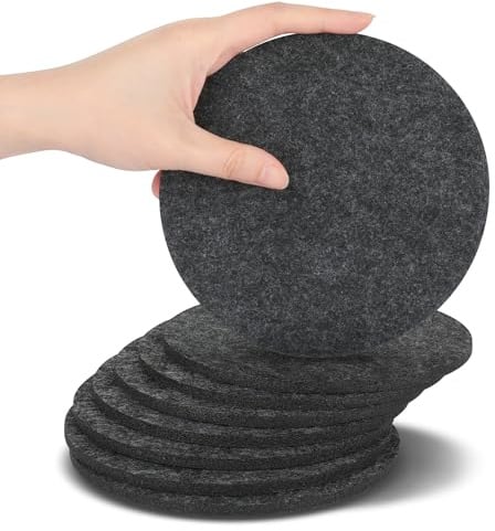 SOSMAR 8 Stück Filzuntersetzer Filzunterlage für Töpfe, Gläser, Vasen und Schüsseln - Tischschoner Tischuntersetzer Schutzmatte aus Robustem Filz (Rund Ø 15cm/ Anthrazit)