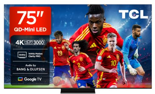 TCL 75Q7C 75 Zoll QD-Mini LED Fernseher, 4K HDR Premium 3000, Smart TV unterstützt durch Google TV (Dolby Vision IQ & Atmos, CrystGlow HVA Panel, Audio von Bang & Olufsen, 144Hz Motion Clarity Pro)
