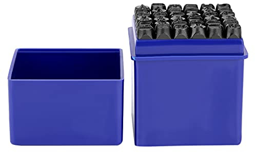 Schlagzahlen und Schlagbuchstaben Set, 36 Stück, 6mm, Alphabet A-Z, Zahlen 0-9, &, für Metall, Holz, Leder, Kunststoff, mit Tragetasche