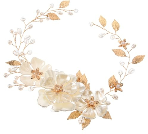 PLAFOPE Braut Haarschmuck Perlen Strasssteinen Haarschleife Hochzeit Haargesteck Damen Stilvolles Haarband für Besondere Anlässe Wie Party und Prom