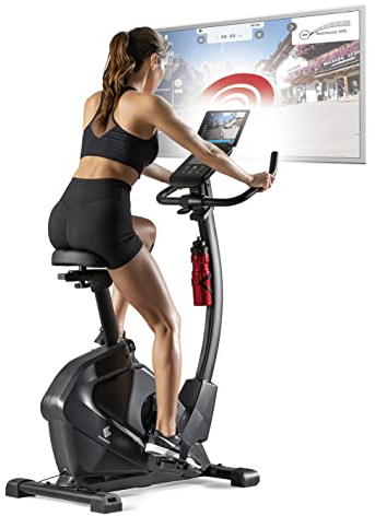 FitEngine Heimtrainer & Ergometer mit professionellem Aluminium-Schwungrad | 24 Widerstandsstufen, 28 Trainingsprogramme, verstellbarer Sportsattel, App-kompatibel | Bis 120kg, 195cm Größe