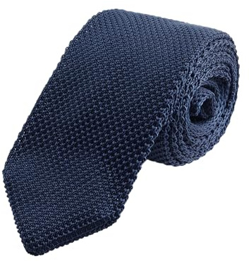 WANYING Herren 7cm Schmale Strickkrawatte Gestrickte Narrow Krawatte Retro Sporty Casual Büro Basic für Gentleman - Einfarbig Dunkelblau