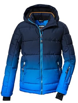killtec Jungen Skijacke/Ski-Steppjacke mit Kapuze und Schneefang KSW 382 BYS QLTD JCKT, neon blue, 176, 42453-000