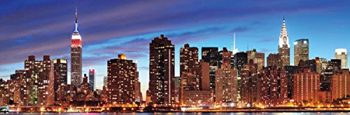 Mendler LED-Bild, Leinwandbild Leuchtbild Wandbild, Timer MVG-zertifiziert - 120x40cm New York, flackernd