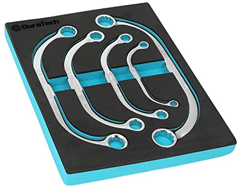 DURATECH 5-teilig Doppelringschlüssel-Satz, Starter-Blockschlüssel-Satz, C-Form Ringschlüssel Set, SW 8-22 mm, Chrom-Vanadium-Stahl, mit EVA-Schaumbox