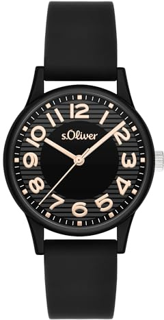 s.Oliver Armbanduhr mit Silikonband - 33 mm - Unisex für Damen, Herren und Teens - analoge Silikonuhr mit Quarzwerk - hoher 3 ATM wasserdicht - Kratzfest