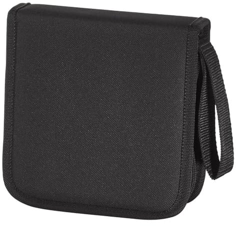 Hama CD Tasche für 32 Discs/CD/DVD/Blu-ray (Mappe zur Aufbewahrung, platzsparend für Auto und Zuhause, Transport-Hüllen) Schwarz
