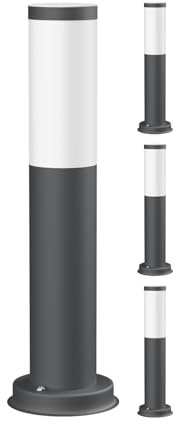 ledscom.de 4 Stück Pollerleuchte PORU für außen, IP44, 39cm, anthrazit, inkl. E27 Lampe max. 963lm, warmweiß