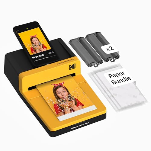 KODAK Dock Era Desktop-Fotodrucker 10 x 15 cm, 50 Blatt, Docking & Bluetooth Smartphone Drucker für iPhone & Android, Sofortiger Farbdruck, 4PASS Farbsublimation