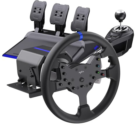 PXN V99 Gaming-Lenkrad Für PC, Xbox One, Xbox Series X/S, PS4 Mit 3,2 Nm Force Feedback, Pedale Mit Schaltung und Hal-Effekt, Formel-Racing
