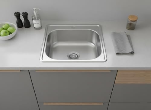 Edelstahl Einbauspüle & Spülbecken – moderne Küchenspüle mit Edelstahl Waschbecken, Siphon & Ausgussbecken, robustes Design (48x48x15)