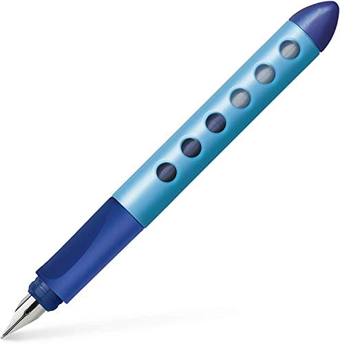 Faber-Castell - Schulfüller Scribolino Rechtshänder, Blau | Ergonomischer Füller für Schreibanfänger mit Feder A