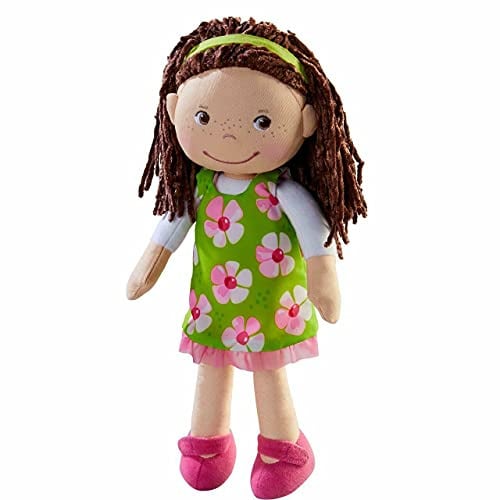 HABA Kuschelpuppe Coco – Weiche Stoffpuppe 30 cm, ideal für Mädchen und Jungen, waschbar und leicht an- und auszuziehen, ab 1,5 Jahren – 1303666001