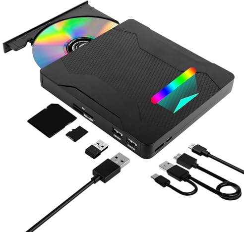 CD Laufwerk Extern USB DVD Laufwerk Extern Dvd Brenner und Player USB 3.0 Type-C Externes CD Laufwerk für Laptop PC DVD CD+/-RW Externe Optische Laufwerke für Windows 11/10/8.1/8/7/XP/Mac Os/LinuxOs