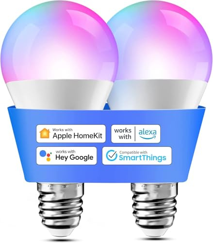 meross Glühbirne E27 LED WiFi kompatibel mit HomeKit, Siri, Alexa, 2St | Smart Glühbirne mit Google Home und SmartThings, RGBWW Dimmbar, 2700~6500K, für lampe, Tisch- und Stehlampen, 9W