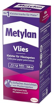 Metylan Vlies, Tapetenkleister für Vliestapeten mit glatter oder strukturierter Rückseite, einfach zu verwendender Tapetenkleister, Kleister mit hoher Ergiebigkeit, 1x360g
