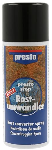 presto Rostumwandler-Spray 400 ml, Antikorrosiv, Zuverlässiger Schutz, Verwandelt Rost in stabilen Eisenkomplex, Einfache Anwendung, Grundierung für Lackierungen