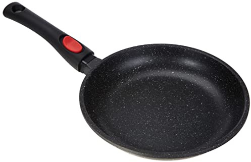 Kamberg – 0008021 – Pfanne 24 cm – Abnehmbarer Griff – Aluminiumguss – Beschichtung in Steinoptik – Für alle Herdarten, auch Induktion – PFOA‑frei, Schwarz