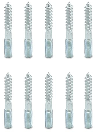 QWORK® 10STK Stockschrauben M8 x 60 mm Doppelgewinde Kohlenstoffstahl Verzinkt, Zubehör für die Möbelmontage