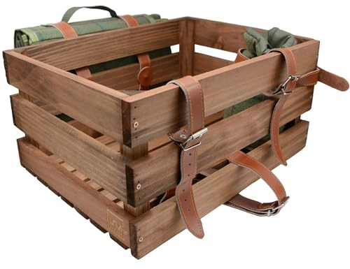 UNUS Fahrradkiste Fahrradkorb Holzkiste für hinten mit Picknickdecke und Flaschenhalter