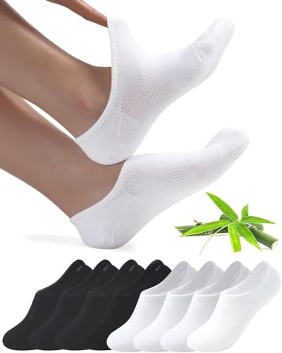 Toes Home Sneaker Socken Damen Füsslinge Herren 8 Paar, Bambus Füßlinge Sneakersocken Unsichtbare Unisex Bambussocken No Show Socken mit Rutschfest Silikon Footies