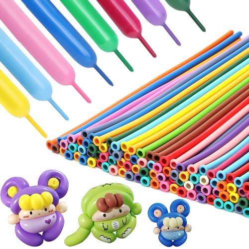 PIGETALE 100 Stück 260q lange, dünne Luftballons, Regenbogen-Tierballons, verschiedene Farben, verdickte Latex-Modellierung, magische Ballons für Ballon-Girlande, DIY, Geburtstag, Hochzeit,