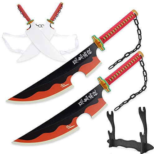 Cold Blade Zwei Tengen Schwerter – 104,1 cm Anime Katana Replik mit Gürtel und Ständer – Tengen Uzui Schwerter mit authentischem Design