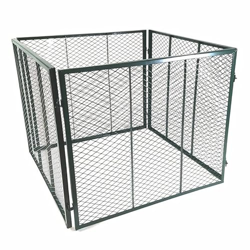 NATIV Garten Metallkomposter 80x80x70 cm dunkelgrün, Komposter mit 448 Liter Volumen, Drahtkomposter für eigenen Kompost, Metall Komposter als Kompostsieb nutzbar, Kompostierer
