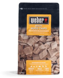 Weber Buchenholz Räucherchips (700g Packung) - dezent, süßliches Aroma, ideal für Käse, Gemüse, Fisch, Geflügel & Schwein, EU-Produkt, nachhaltig gewonnen, FSC zertifiziertes Holz (17621)
