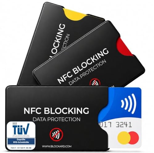 TÜV geprüfte RFID Kartenhülle (3 Stück) NFC Blocker Schutzhülle Kreditkarten, EC Karten, Bankkarten | Scheckkartenhülle Kreditkarte Sicherheitshülle Karte Hülle Kreditkartenhülle Kartenschutzhülle